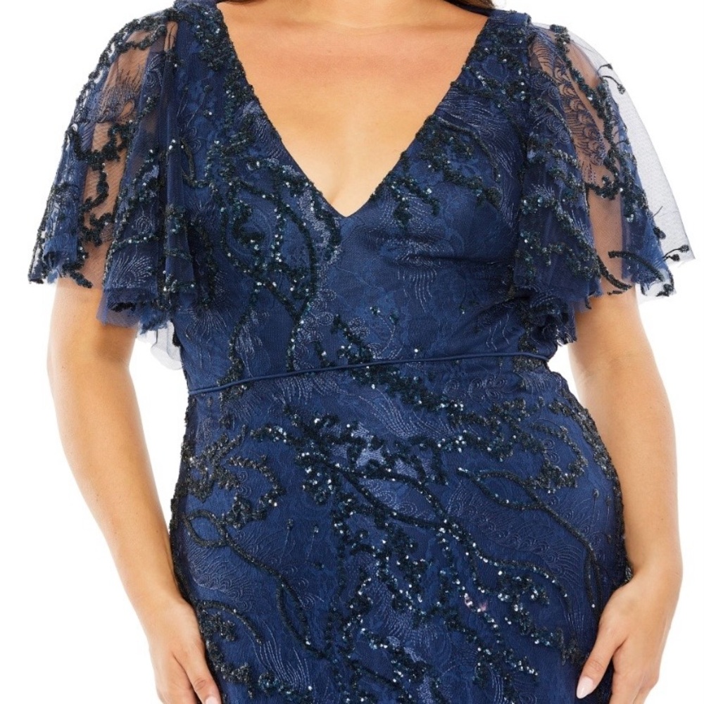 Mac Duggal Navy Blue Flutter Sleeve Dress 
NEW WITH TAGS! - Picture 3 of 16